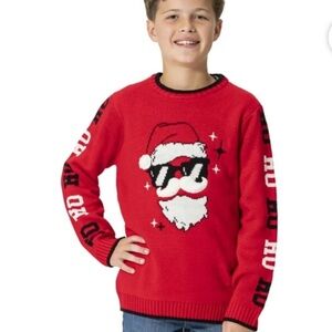 Holiday Time Youth L10-12 Cool Santa 3D Mustache Christmas Sweater Soft Warm NWT